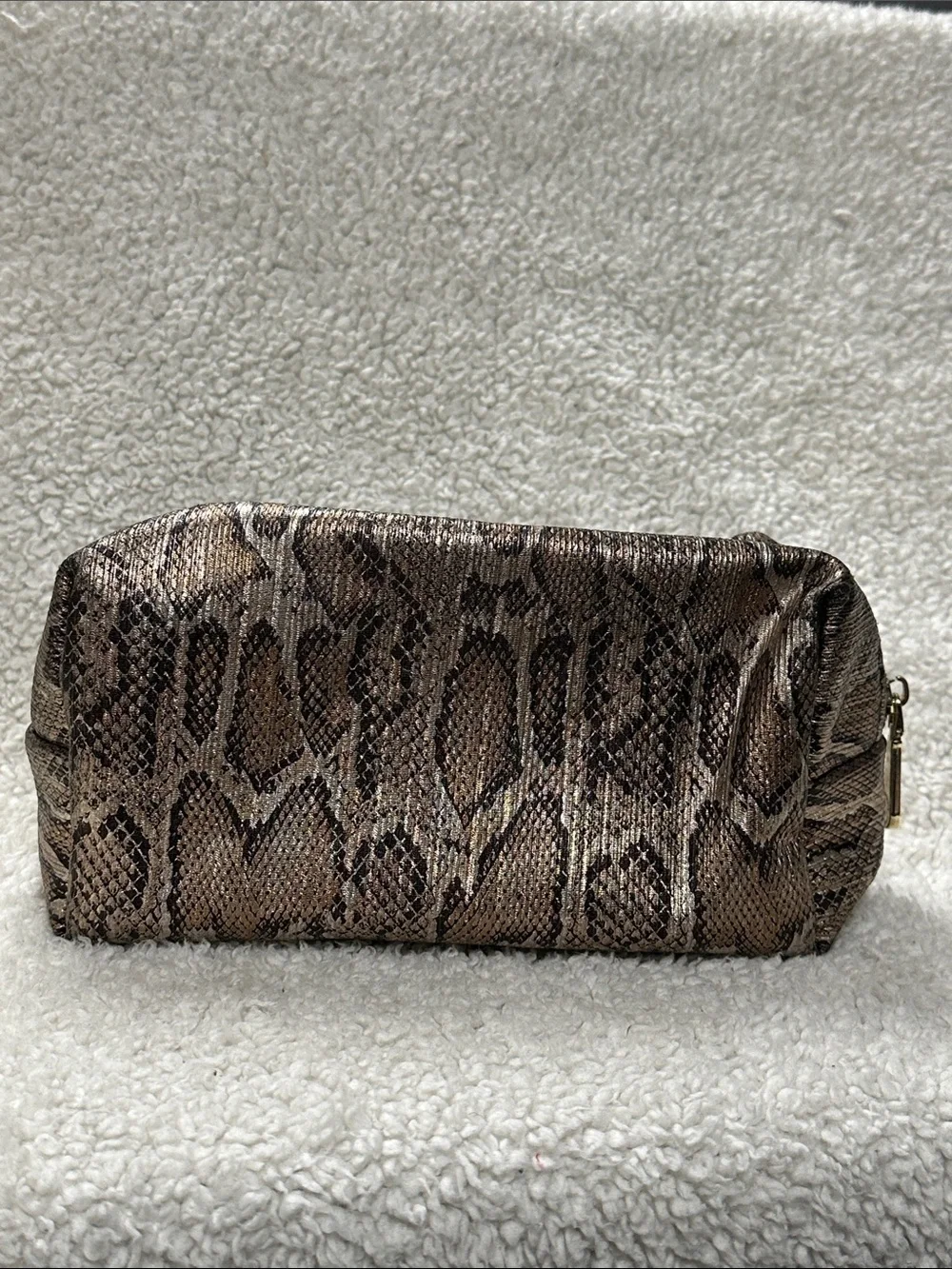 Vince Camuto Snakeskin Medium Size Makeup / Cosmetic Bag EUC!